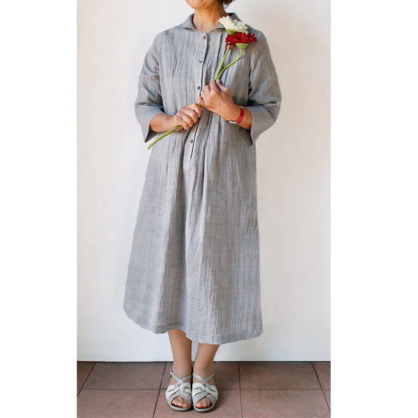 縮 へちまカラーワンピース 淡鼠 Ionoストア